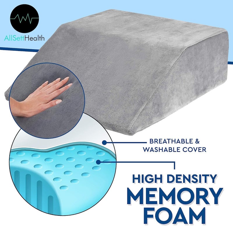 AllSett Health Leg Elevation Pillow - Memory Foam Leg Elevating Pillow | Leg Rest Wedge - Leg Pillow Elevation Blood Circulation | Relieves and Recovers Foot & Ankle Injuries | Foot Elevation Pillows for Swelling - Image 4
